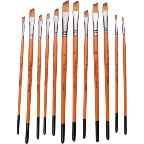 Ensemble de pinceaux de Peinture modèle 12 pièces, Aquarelle Acrylique, pinceaux de Peinture Micro-détails, Ensemble de pinceaux secs pour 40k, Figurine, modèle Miniature, (-4) (1/5)