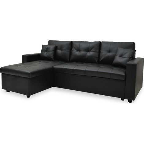 Canapé d'angle convertible Cuero Noir