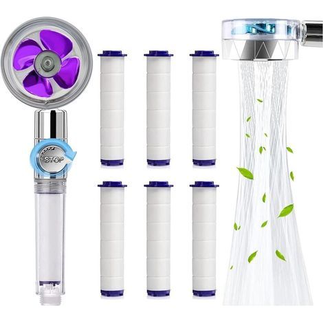 ZOLGINAH Douchette, Pommeau de Douche Anti Calcaire Economie Deau, Pommeau de Douche Helice Haute Pression Filtre à Trois Niveaux Système de Filtrage avec Filtre 6 Coton PP Remplaçable (1/5)