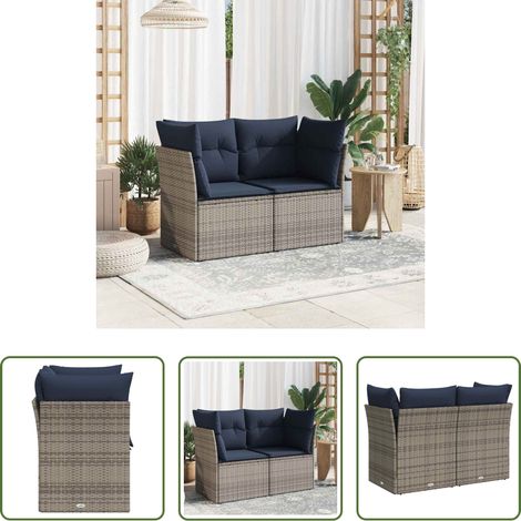 Canapé de jardin - Canapé de jardin avec coussin Gris 124 x 62 x 69 cm Poly rotin (1/5)