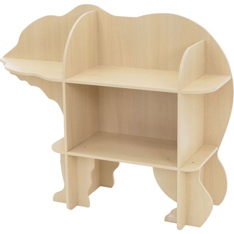 Joyz Kinderregal 2 Ebenen, Bär, Natur, 110x 32x83 cm, Spielzeugregal Holz mit offenen Regalen, Bücherregal Kinder Wandmontage, Wandregal für Bücher und Spielzeug, Aufbewahrungsregal für Kinderzimmer