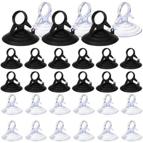 60 pieces sun protection suction cup, 45 mm suction cup without hook, PVC suction cup, mini suction cup, transparent and black, suction cup for windows, suction cup for windows