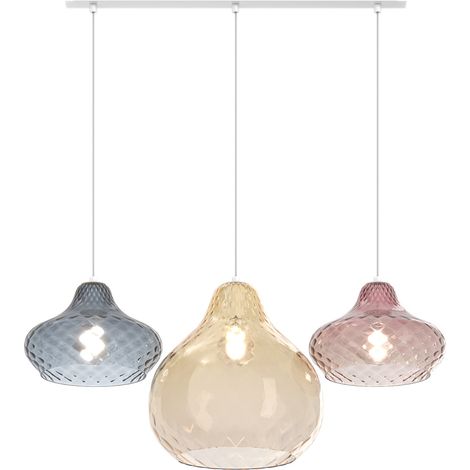 Lampadario Contemporaneo Dress Metallo Bianco Vetro Multicolor 3 Luci E27
