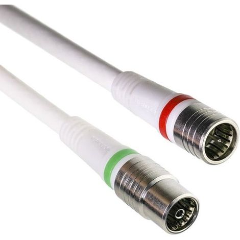 Câble de connexion coaxial - IEC femelle droit F mâle droit, 1,5 mètre - (1/2)