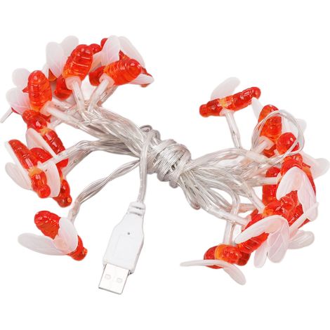 Guirlande lumineuse solaire abeilles, 20 LED, étanche, lumière chaude, décoration pour jardin et Noël, 2 mètres / 6,7 pieds (1/5)