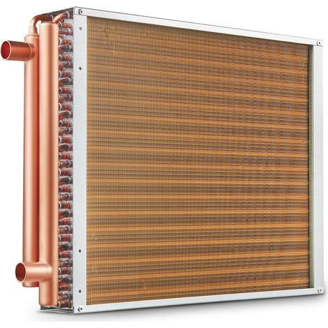 Échangeur de chaleur eau-air, 45,7x50,8 cm, échangeur thermique, 3 rangées ports en cuivre, 242 ailettes aluminium pour four à bois extérieur, refroidissement résidentiels, chauffage à air pulsé (1/5)