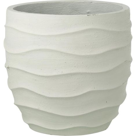 Cache-Pot Déco en Ciment "Roca" 40cm Blanc (1/2)