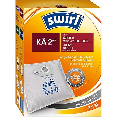 Swirl KÄ 2 Staubbeutel für Nass-Trockensauger, Kärcher/Nilfisk 3 Stück Staubsaugerbeutel (1/3)