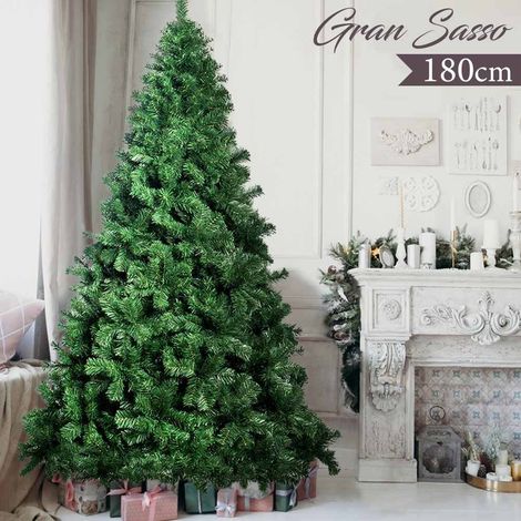 Albero Di Natale 180 cm Gran Sasso Super Folto 955 Rami Pino Verde Base a Croce (1/5)