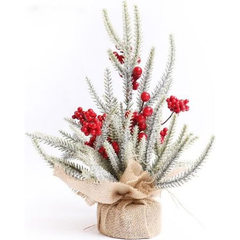 1 Mini sapin de Noël, 30 cm, PE et lin, décoration bureau, intérieur, table