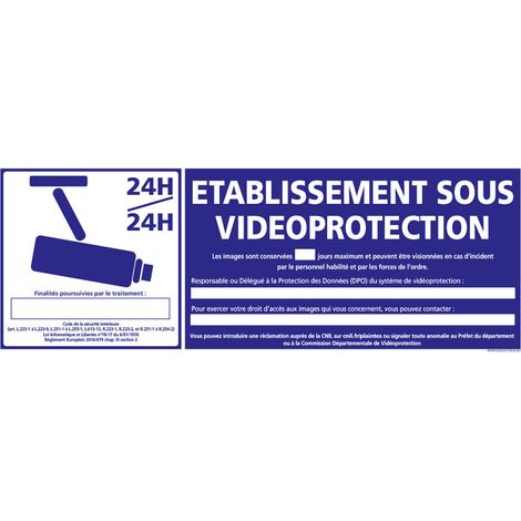 PANNEAU ETABLISSEMENT SOUS VIDEO PROTECTION (G1232) - Adhésif - 210 x 75 mm