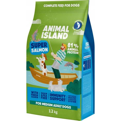 ANIMAL ISLAND Croquettes premium au saumon pour chiens 12 kg