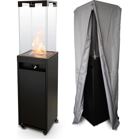 Chauffage de terrasse au gaz propane 8 kW – Portable et autoportant – Pour espaces partiellement couverts – Réducteur et housse inclus – Planika