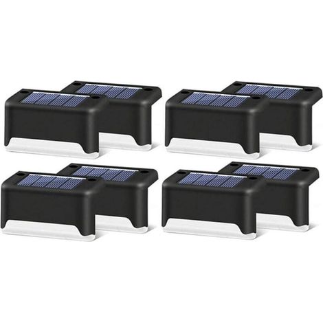 Lot de 16 lampes solaires d'extérieur pour escalier - Étanche - Éclairage LED pour escalier extérieur, marches, clôture, cour, terrasse, gouttière, chemin, décoration, blanc chaud H212 (1/4)