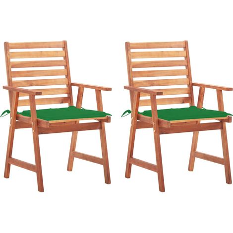 Garten-Essstühle 2 Stk. mit Kissen Massivholz Akazie (1/5)