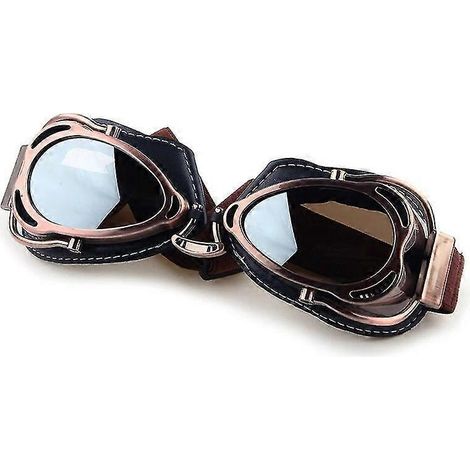 Bracingo Retro Motorradbrille, passend für Suzuki und Ducati – Silberne Gläser