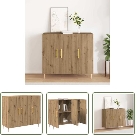 Holzwerkstoff - Sideboard Artisan-Eiche 90 x 34 x 80 cm Holzwerkstoff (1/5)