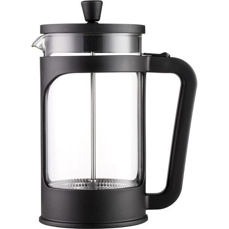 1 Liter/34 oz French Press Coffee/Tea Maker, Heat-Resistant Borosilicate Glass, Stainless Steel Filter, and Black Lid. (1/3)