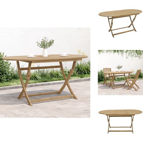 Table pliable de jardin 160x85x75 cm bois d'acacia solide - Table De Jardin - Table Pliante - Acacia Massif - Mobilier De Jardin - Décoration Extérieur (1/5)