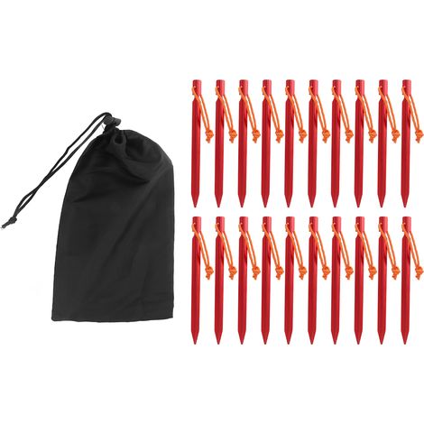 Stabile V-förmige Heringe mit Seil für Camping, Outdoor-Zeltzubehör, Rot