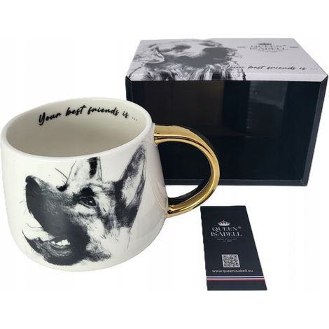 Elegante taza con motivo de pastor alemán, de porcelana, 400 ml, ideal para regalar. (1/5)