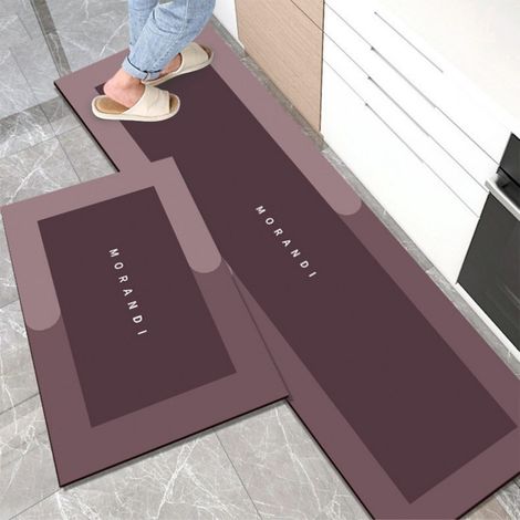 Pâte de haricots rouges colorée, 4060cm (terre de diatomées) Tapis de sol de cuisine au style minimaliste, facile à nettoyer, en terre de diatomées, résistant à l'usure, absorbant et antidérapant. (1/4)