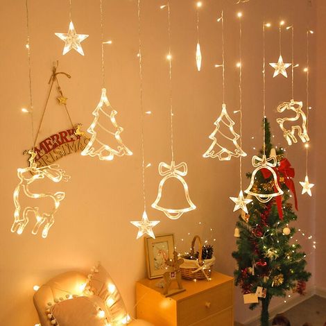 Christmas curtain lights, Christmas string lights with different heights and 8 modes, USB Christmas decoration YMYNY (1/4)