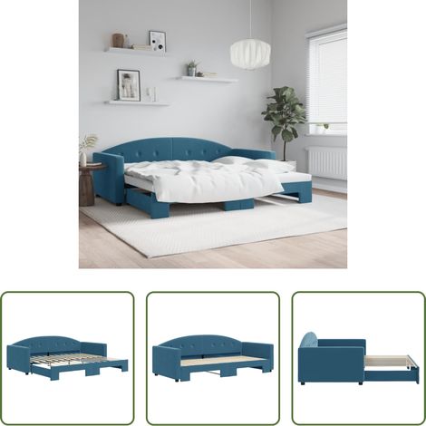 vidaXL Sofa-Bett - Tagesbett Ausziehbar Blau 90x200 cm Samt (1/5)
