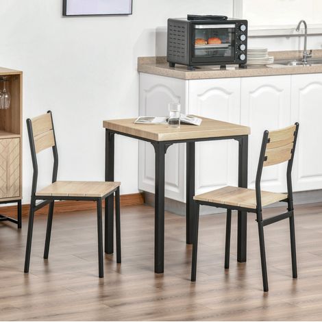 MEUBLIV Ensemble table à manger 60x60 cm naturel – gain de place, 3 pièces (1/5)