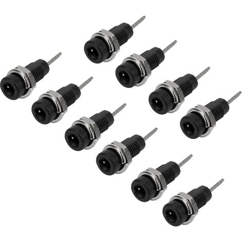 Lot de 10 adaptateurs de prise de panneau avec fiche banane 2 mm J.40003 pour instruments électroniques (noir) (1/5)