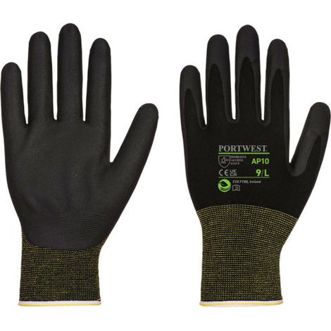 Guantes de protección Espuma Nitrilo Bambú Eco NPR15 (Pack12) Negro AP10 XXL