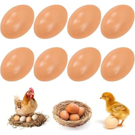 8 Pcs Œuf en Bois Artificiel, Faux Oeufs de Poules 6 x 4,3 cm, Œuf Réaliste à Peindre Surface Lisse, Oeufs Bois pour Aider à Pondre des Poules, pour Décorations Pâques Anniversaire Fête DIY (1/5)