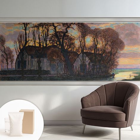 Papier peint intissé classique moderne pour salon et chambre à coucher Décoration rapide avec colle Paysage nocturne 250x104 cm (1/5)