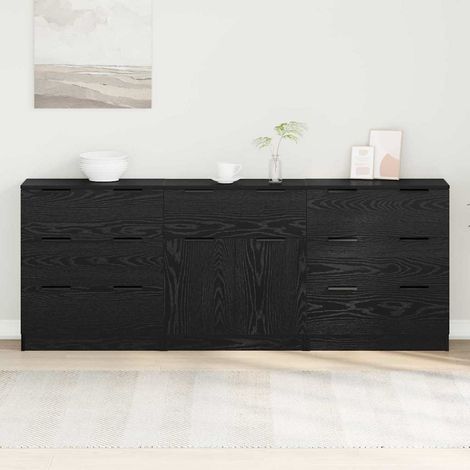 Buffet 3 pcs-Meuble de rangement Chêne noir 60 x 30 x 70 cm Bois d'ingénierie 232870 (1/5)