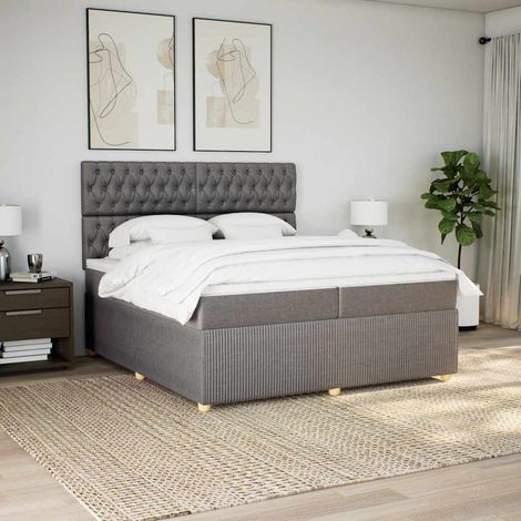 Boxspringbett mit Matratze Taupe 200x200 cm Stoff (1/5)