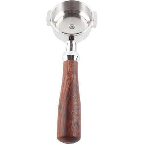 58-mm-Siebträger aus Edelstahl für Kaffee und Tee, Einzelauslauf, mit Holzgriff, E-förmiger Ring, thailändisches Rosenholz (1/5)