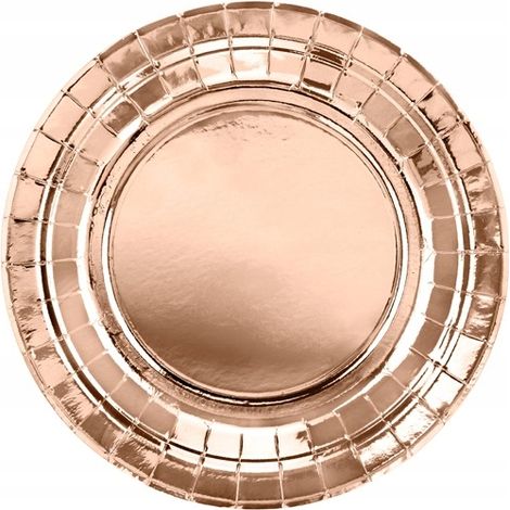 Assiettes rondes, or rose, 18 cm, lot de 6. (1/3)