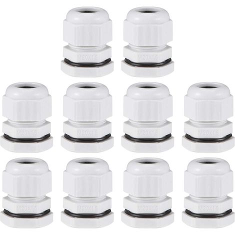 10Pcs M20x1.5 Presse-étoupe 6mm-12mm Nylon avec Rondelle Blanc (1/5)