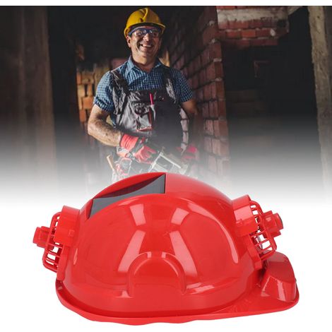 Casque à ventilateur solaire intégré, casque de climatisation intelligent, casque de protection solaire pour l'été, rouge. (1/5)