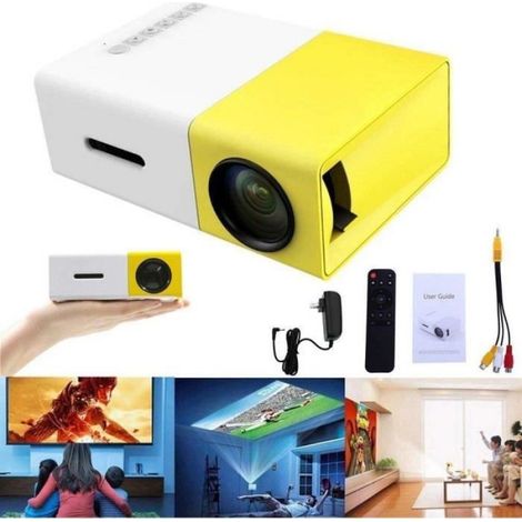 Vidéoprojecteur LED 1080p Portable - Cinéma Full HD - 400 Lumens - Jaune (1/4)