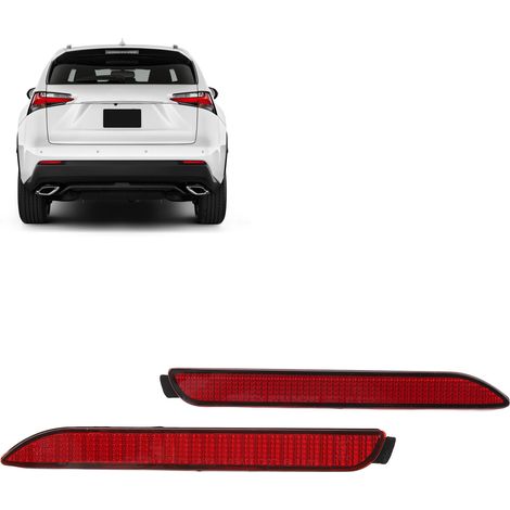 Les deux rétroviseurs rouges situés de part et d'autre du réflecteur du pare-chocs arrière sont compatibles avec les Toyota Venza et Lexus GX470 (81920-08010 81910-08010).
