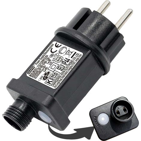 Trasformatore lampeggiante per luci a stringa CA 31V 6W, 8 modalità di illuminazione a stringa con funzione timer, adattatore impermeabile IP44 per luci di Natale, luci per alberi di Natale, luci a te