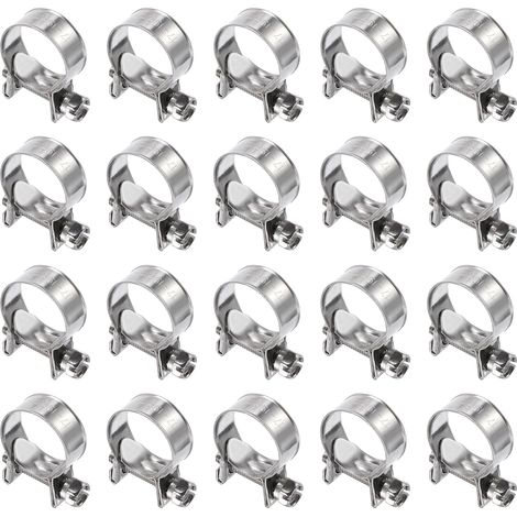 20pcs Collier De Serrage Pour Injection De Carburant 17-19mm Ajustable En Acier Inoxydable 304 Mini Collier Pour Tuyau De Gaz Pour Automobile Agriculture Tuyau (1/5)