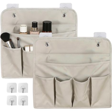 Lot de 2 sacs de rangement muraux à suspendre avec 4 crochets, grande capacité avec 5 poches pour salon, salle de bain, chambre à coucher, bureau (1/5)