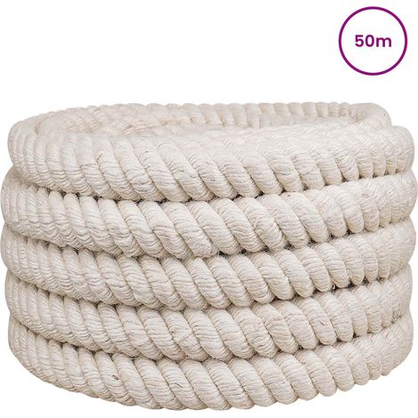 vidaXL Jute Rope 50 m 30 White 100% Tossa jute