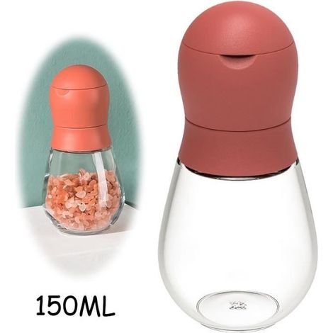 (Transparent, Rouge)Moulin à Poivre - Haute Qualité - Acier Inoxydable - Réglable - Design Contemporain - 150ML (1/4)