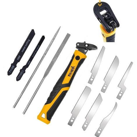 Scie modèle 10 en 1 avec lames interchangeables et limes, manche ergonomique (1/5)