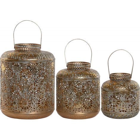 Bougeoir élégant en métal doré pour ambiance cosy - Or décapé (1/4)