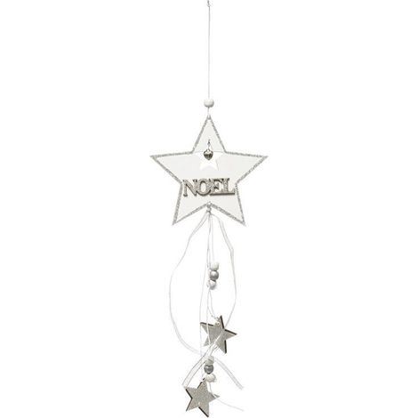 Sujet de Noël Étoile "Polaire" 33cm Blanc & Argent