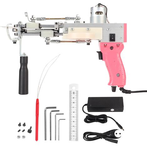 Pistolet à touffeter rose 40 points/s, manche rotatif, machine à tisser tapis DIY pour fabrication de tapis, 100-240V prise UE (1/5)